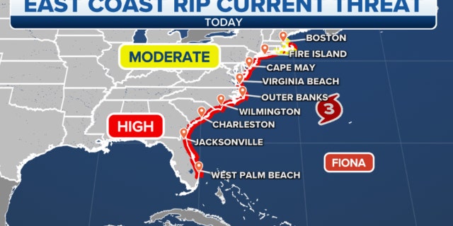 The rip current threat on the East Coast