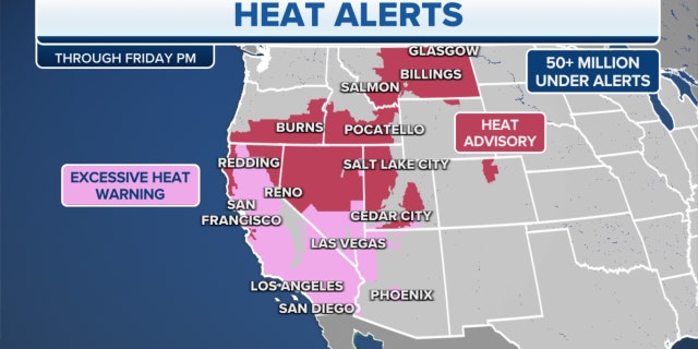 Heat alerts through Friday night in the West