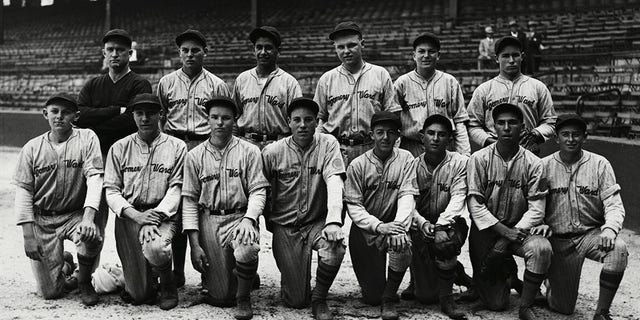 The Oakland, California, boys' baseball team defeated the boys' team from Worcester, Massachusetts, 4-0, in the opening game of the American Legion's Junior World Series at Oomiskey Park on Aug. 1, 1928. 