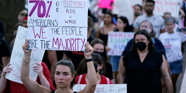 Protesters march around the Arizona State Capitol in Phoenix after the Supreme Court's decision to overturn the Roe v. Wade ruling on Friday, June 24, 2022. is considering a request to allow pre-enactment legislation to ban nearly all abortions.