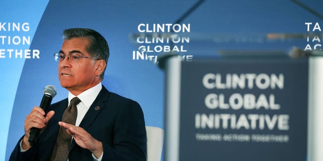 Health and Human Services Secretary Xavier Becerra joins a panel during the Clinton Global Initiative on Sept. 19, 2022, in New York City. (Spencer Platt/Getty Images)