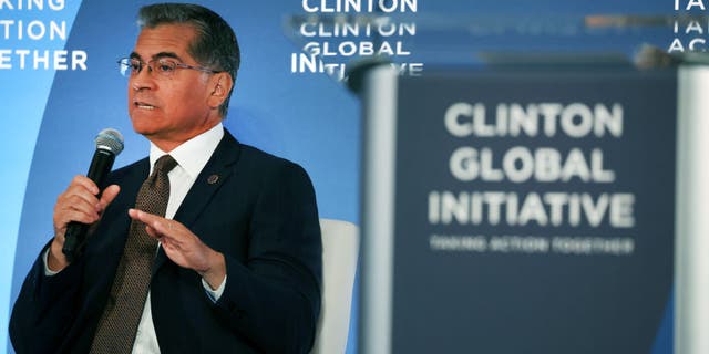 Health and Human Services Secretary Xavier Becerra joins a panel during the Clinton Global Initiative on Sept. 19, 2022, in New York City. (Spencer Platt/Getty Images)