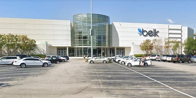 A Google Earth image shows the exterior of the Belk department store in Columbia, S.C.