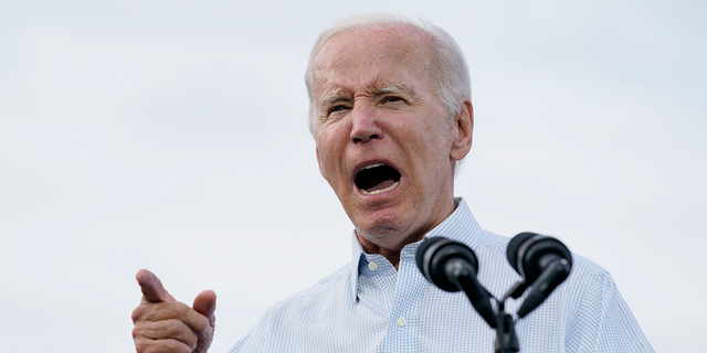President Biden speaks at a United Steelworkers of America Local Union 2227 event in West Mifflin, Pennsylvania, Monday, Sept.  5, 2022, to honor workers on Labor Day.