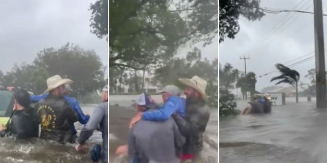 A group of Good Samaritans in Bonita Springs, Florida, carried an elderly man to safety after flooding from Hurricane Ian trapped the man inside his car on Wednesday.
