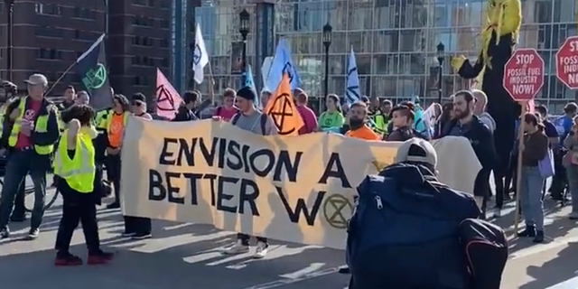 Climate protest groups gathered in Boston in September.