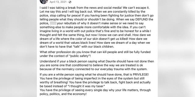 Julie Gunnigle's campaign manager Bruce Franks Jr. called for defunding the police in an April 2021 piece.