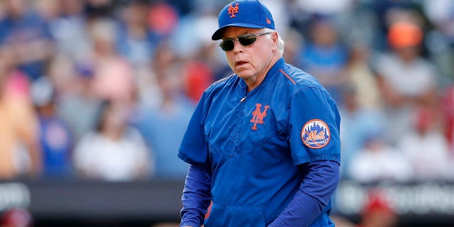 Manager Buck Showalter of the New York Mets in action against the Philadelphia Phillies at Citi Field on August 14, 2022, in New York City. The Mets defeated the Phillies 6-0.