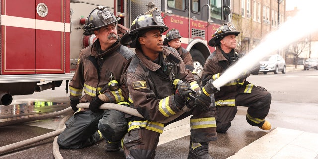 The "Chicago Fire" (seen in season 10) shooting occurred near the funeral home where the NBC show was filming Wednesday