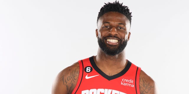 David Nwaba #2 of the Houston Rockets poses for a portrait during NBA Media Day on September 27, 2022 at Toyota Center in Houston, Texas.