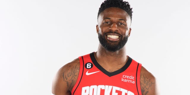 David Nwaba #2 of the Houston Rockets poses for a portrait during NBA Media Day on September 27, 2022 at Toyota Center in Houston, Texas.