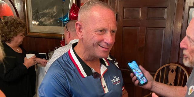 Retired Army Gen. Don Bolduc at his primary election night event in New Hampshire