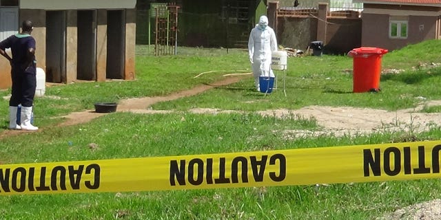 Health measures are being taken at the Mubende Regional Referral Hospital after an Ebola outbreak occurred in Mubende, Uganda, on Sept. 20, 2022.