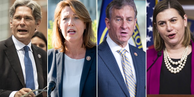 From left to right: Rep. Tom Malinowski, D-N.J., Rep. Cindy Axne, D-Iowa, Rep. Matt Cartwright, D-Pa., and Rep. Elissa Slotkin, D-Mich.