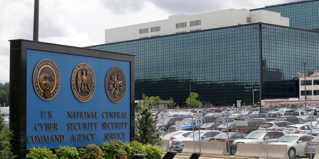 A sign representing the National Security Administration campus is seen in Fort Meade, Maryland, on June 6, 2013. 