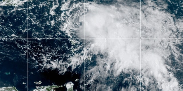 Tropical Storm Fiona seen in an aerial image