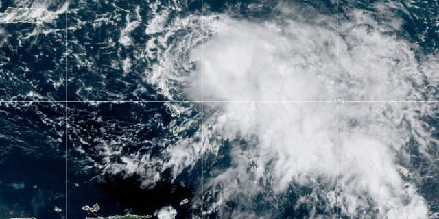 Tropical Storm Fiona seen in an aerial image