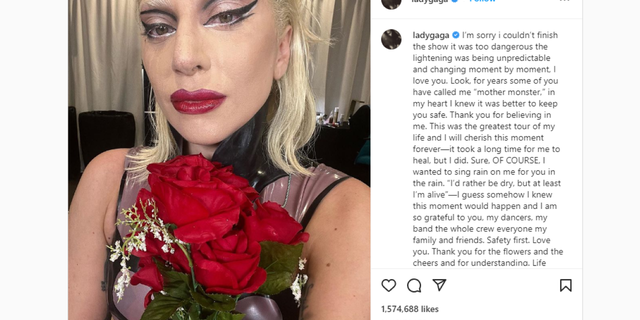 Lady Gaga, Miami konserinin sert hava koşulları nedeniyle iptal edildiğini açıklayan ağlayan bir Instagram videosu yayınladı.