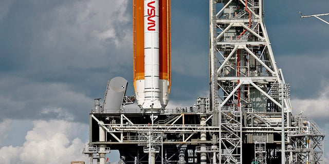 FILE: NASA's Artemis I rocket sits on launch pad 39-B at Kennedy Space Center on September 02, 2022, in Cape Canaveral, Florida. 