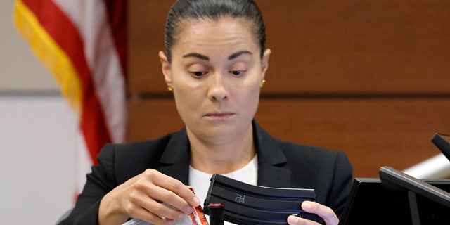 Sheriff's Office Sgt. Gloria Crespo testifies during the penalty trial of Parkland shooter Nikolas Cruz in the Broward County Courthouse in Fort Lauderdale, Florida, on Tuesday, Sept. 27, 2022.