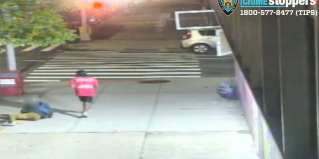 The 85-year-old victim struggled to get up after being assaulted and robbed in New York City's East Harlem neighborhood.