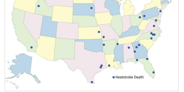 A map on the No Heatstroke website shows lists 27 pediatric vehicular heatstroke deaths in the United States through Sept. 20, 2022.
