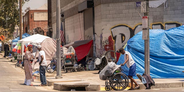 A California homeless encampment.