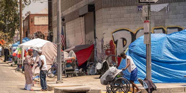 A California homeless encampment.