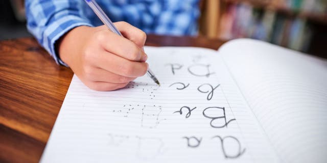 Cursive writing skills were typically taught in elementary school.