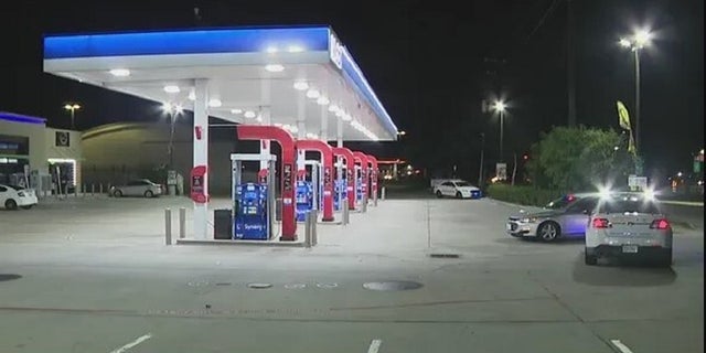 A gas station in Harris County, Texas. A man said a 6-month-old baby was in the back seat of a vehicle stolen from the gas station to get a quicker police response, authorities said. 