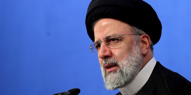 President Ebrahim Raisi speaks during a press conference in Tehran, Iran on Monday, August 29, 2022. In a rare press conference on Monday marking his first year in office, Raisi warned that any roadmap to restore Tehran's frayed nuclear deal with world powers must see international inspectors finish their investigation of man-made uranium particles found in undeclared sites in the country.