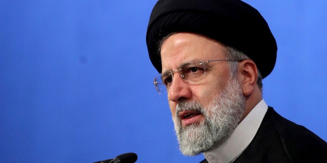 President Ebrahim Raisi speaks during a press conference in Tehran, Iran, Monday, Aug. 29, 2022. In a rare news conference Monday marking his first year in office, Raisi warned that any roadmap to restore Tehran's tattered nuclear deal with world powers must see international inspectors end their probe on man-made uranium particles found at undeclared sites in the country.