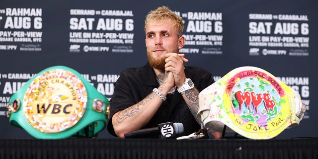 Jake Paul answers questions from the media during a press conference at Madison Square Garden on July 12, 2022 in New York City.