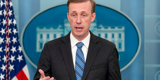 White House national security adviser Jake Sullivan speaks at a press briefing at the White House, Sept. 20, 2022.