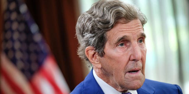 John Kerry, special presidential envoy for climate, spoke during a Bloomberg Television interview in Hanoi, Vietnam, on Sept. 5, 2022. (Linh Pham/Bloomberg via Getty Images)