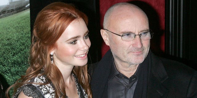 Lily Collins is shown with her father, Phil Collins.