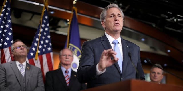 House Majority Leader Kevin McCarthy (R-CA) speaks during a news conference March 14 in Washington, D.C. (Photo by Chip Somodevilla/Getty Images)