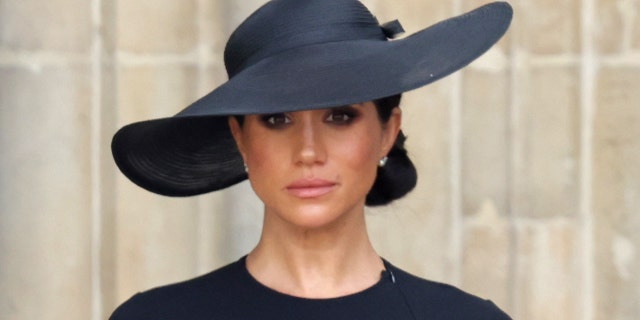 Meghan, Duchess of Sussex, is seen during the state funeral of Queen Elizabeth II at Westminster Abbey.