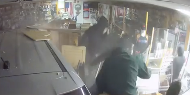 Robbers seen at CC Coins Jewelry and Loan in Michigan stealing guns from the shop.