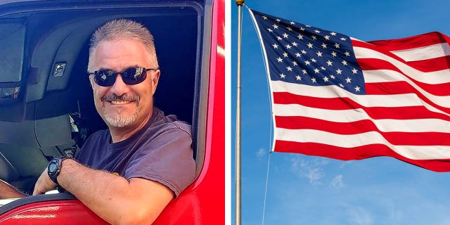 Guido Miller of Iowa smiles from the cab of his big rig. "Trucking is a lifestyle," he told Fox News Digital.