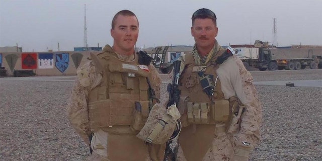 Cole Lyle, shown at left, was honorably discharged from the Marine Corps in 2014. Now working to help fellow veterans in danger.