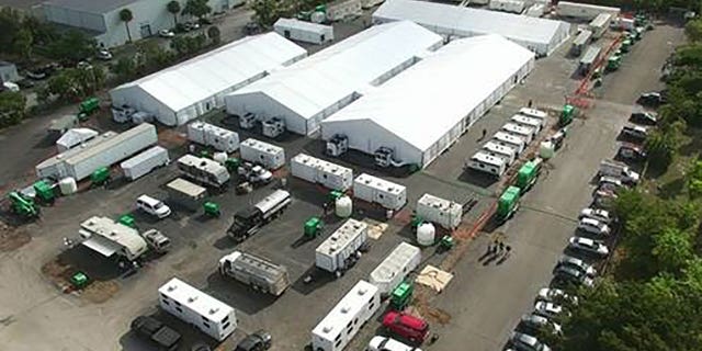 Adams' office provided a past example of what the outside of a Humanitarian Emergency Response and Relief Center will look like. New York City’s setups will likely have some differences, the office said.