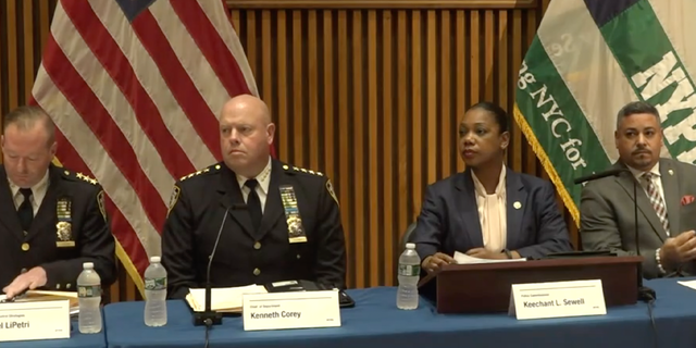NYPD executives gather for news conference on Sept. 7, 2022.