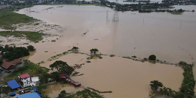 Flooded area due to Typhoon Noru in San Miguel town, Bulacan province, Philippines, Monday, Sept. 26, 2022.