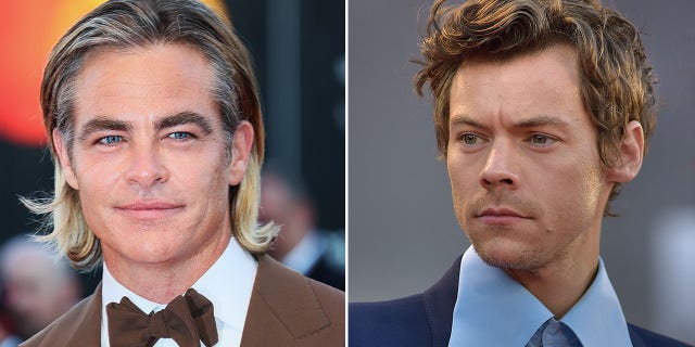 Chris Pine (left) denied Harry Styles (right) spit on him during the "Don't Worry Darling" premiere at the Venice Film Festival on Monday night.