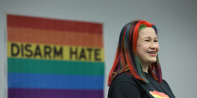 Molly Pinta attends a joint meeting of Moms Demand Action and the Pinta Pride Project at the Alcott Center on Jan. 10, 2019, in Buffalo Grove, Illinois.