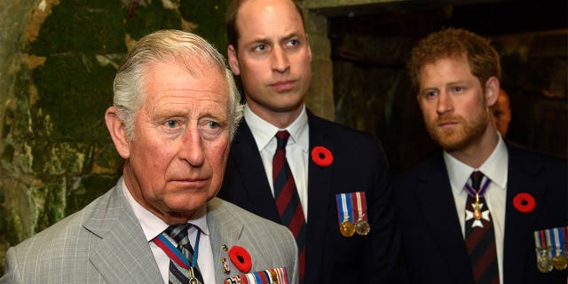 Prince Charles, Prince of Wales with sons Prince William, Duke of Cambridge and Prince Harry