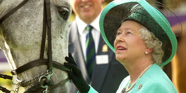Queen Elizabeth II attends the third day of the Royal Windsor Horse Show at Home Park on May 15, 2004, in Windsor, England.