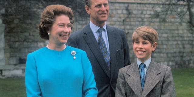 Queen Elizabeth, posing with her husband, the Duke of Edinburgh, and their son, Prince Edward. The Queen will be celebrating her 50th birthday on April 21, 1976.