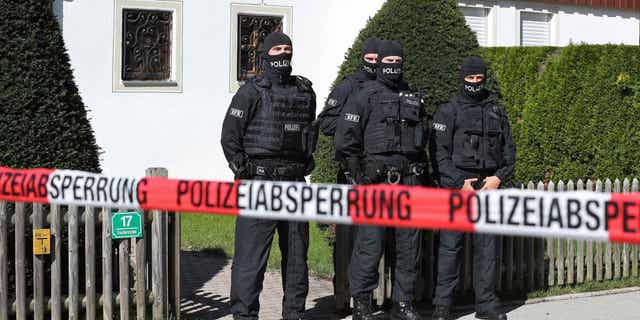 Russian oligarch Alisher Usmanov, close ally of Russian President Vladimir Putin, has been accused of laundering millions of dollars through offshore companies. Pictured: Alisher Usmanov's villa in Rottach-Egern, Germany, being raided on Sept. 21, 2022.